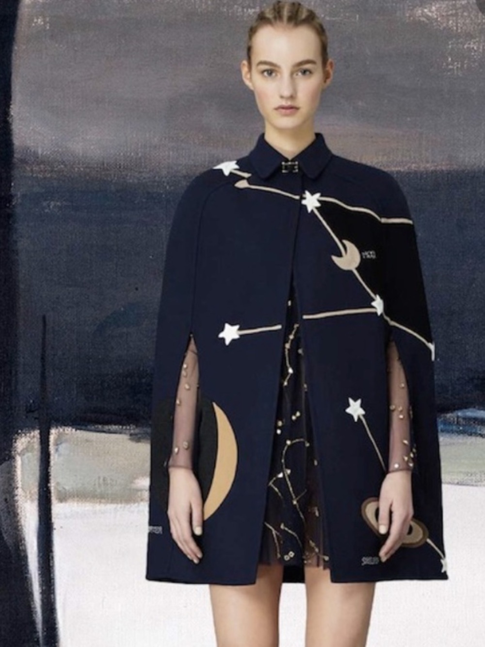 Valentino Wool Constellation Cape, S